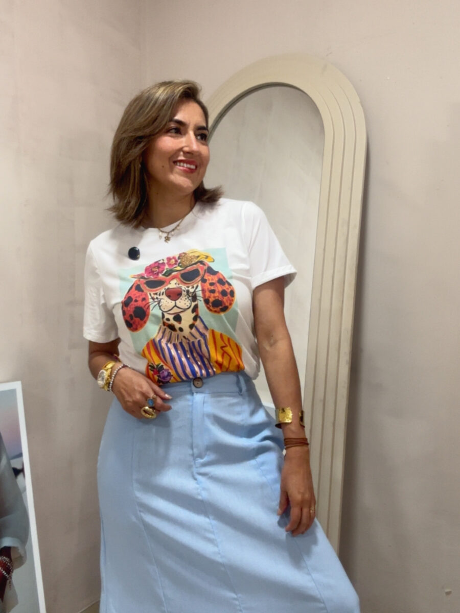 Falda corte A en lino 100%