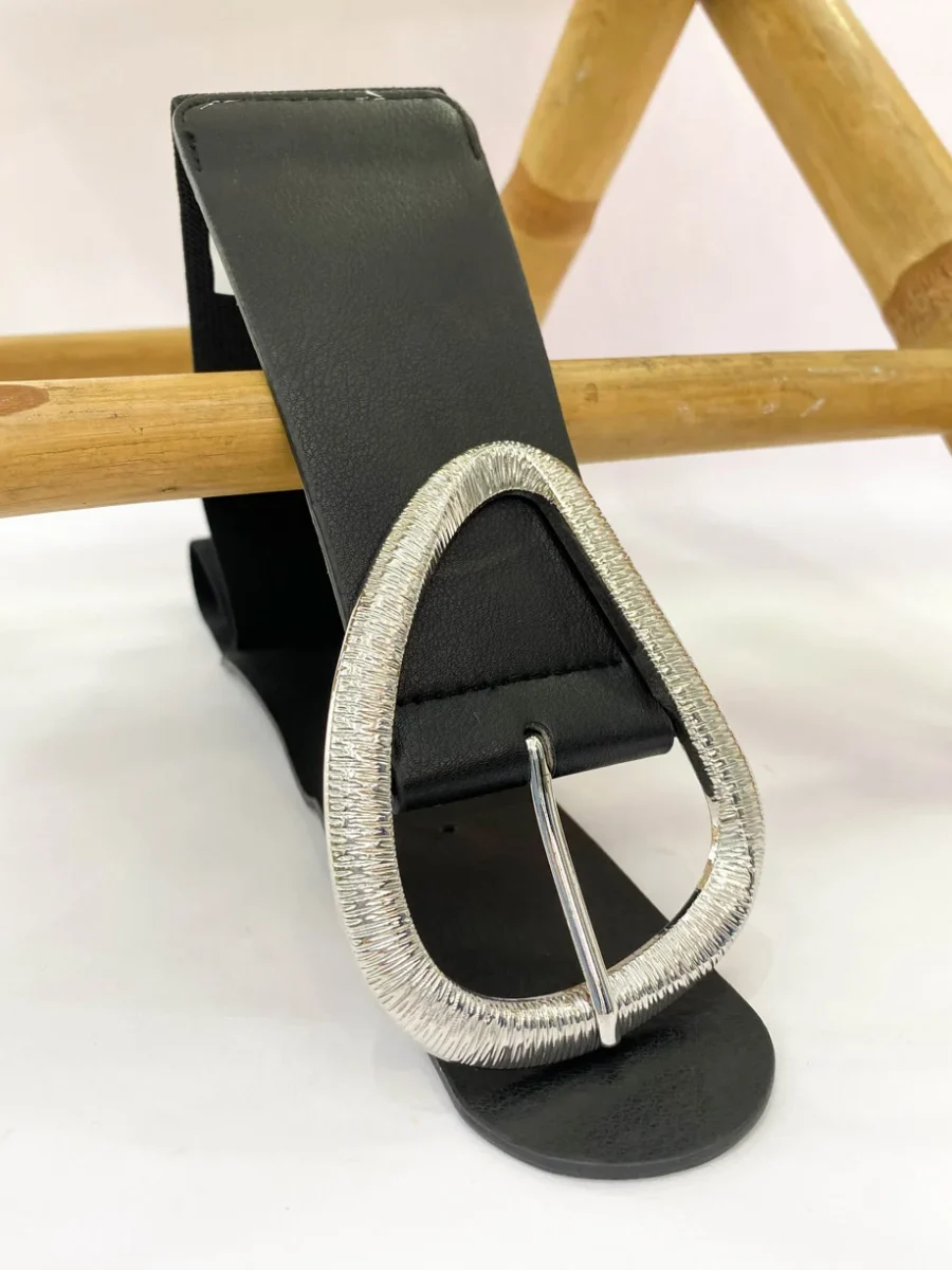 Cinturón Ancho Hebilla Triangular Texturizada