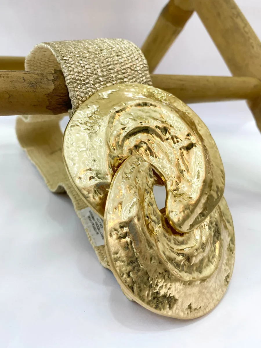 Cinturón Tejido Hebilla Dorada