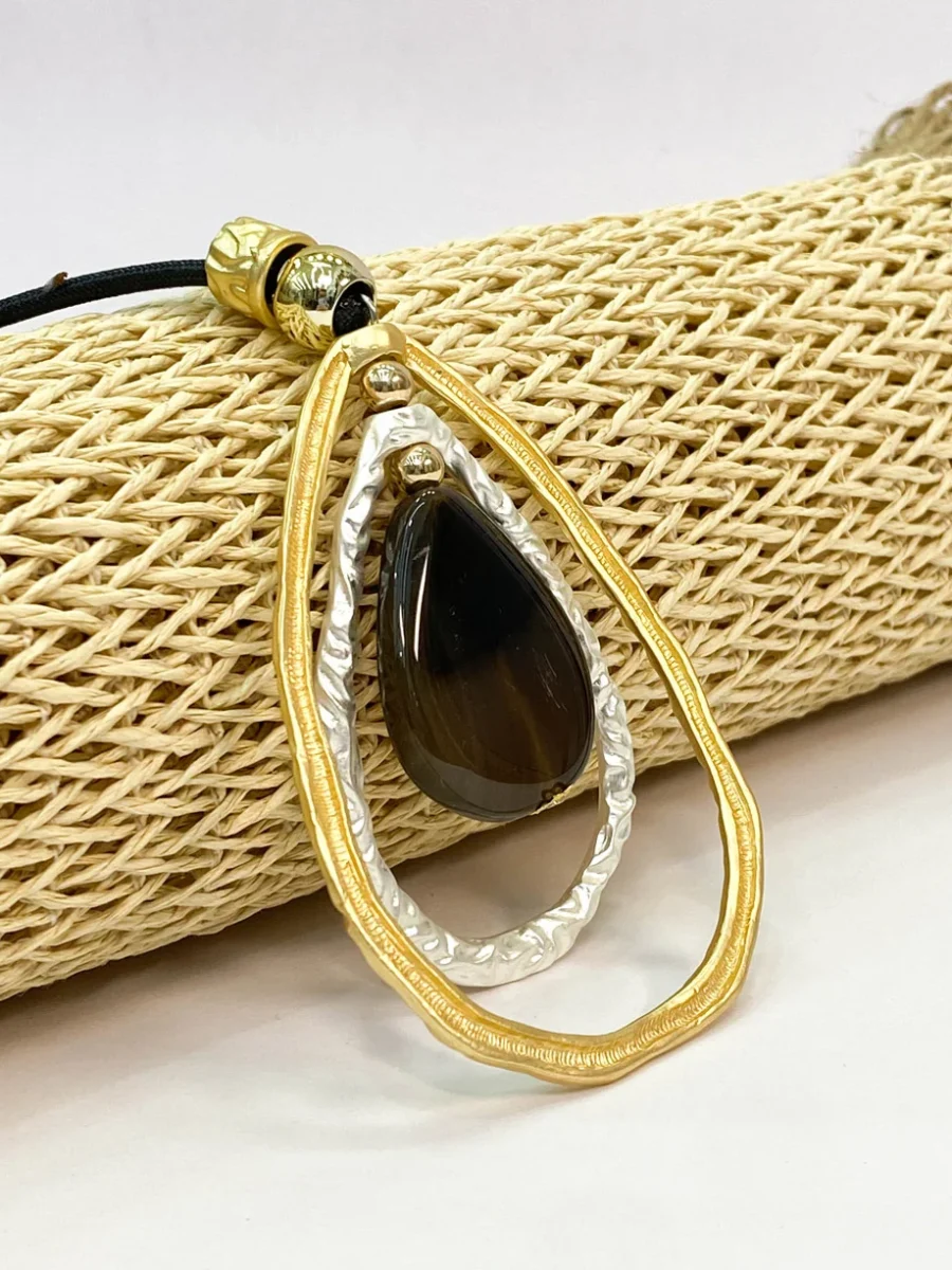 Collar Doble aro Piedra Central