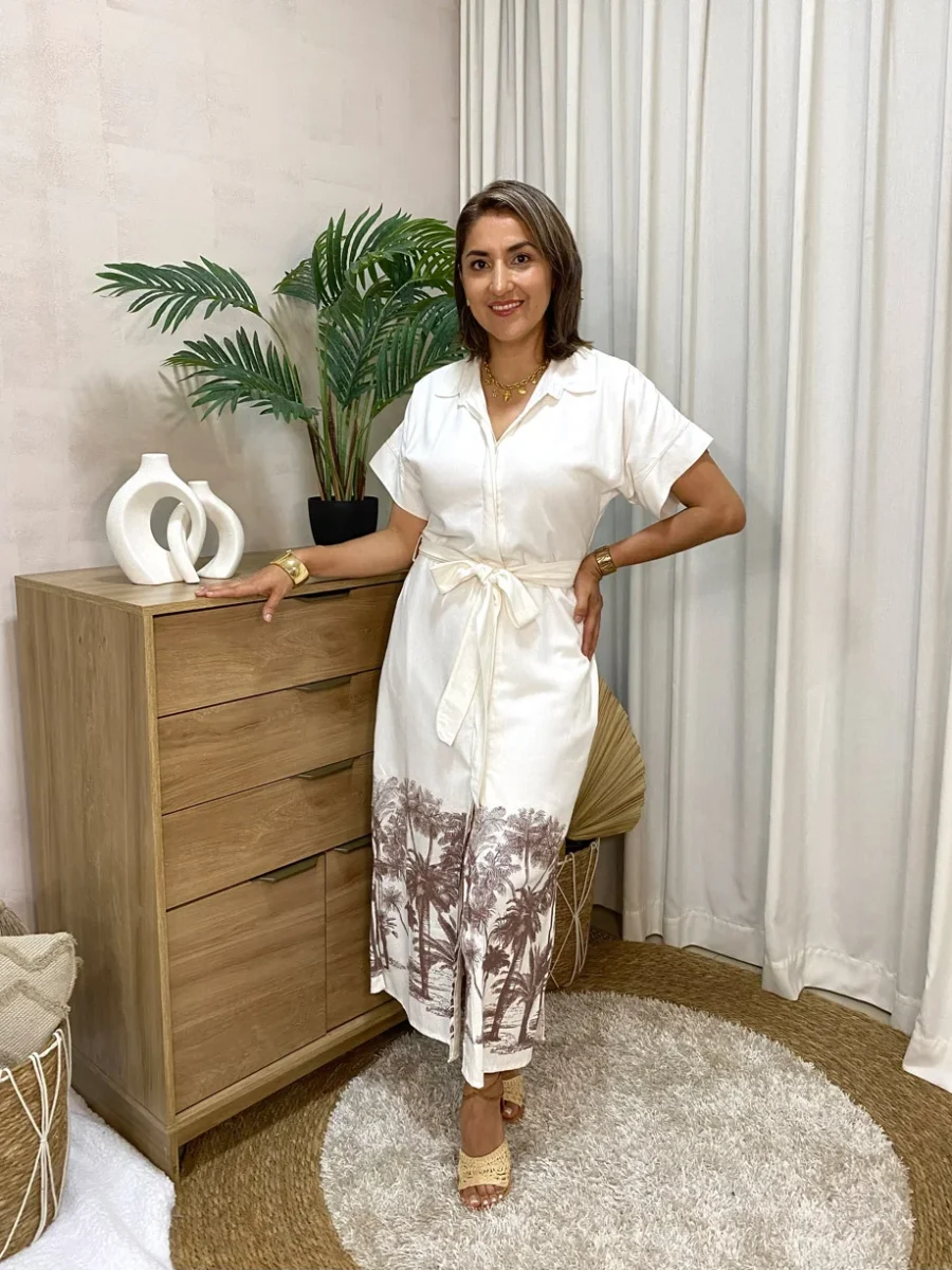 Vestido Lino corte Midi