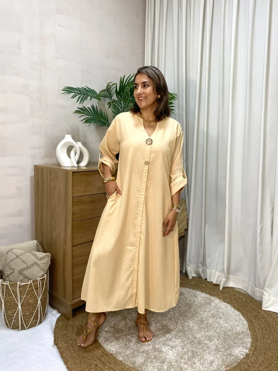 Vestido Lino Botones