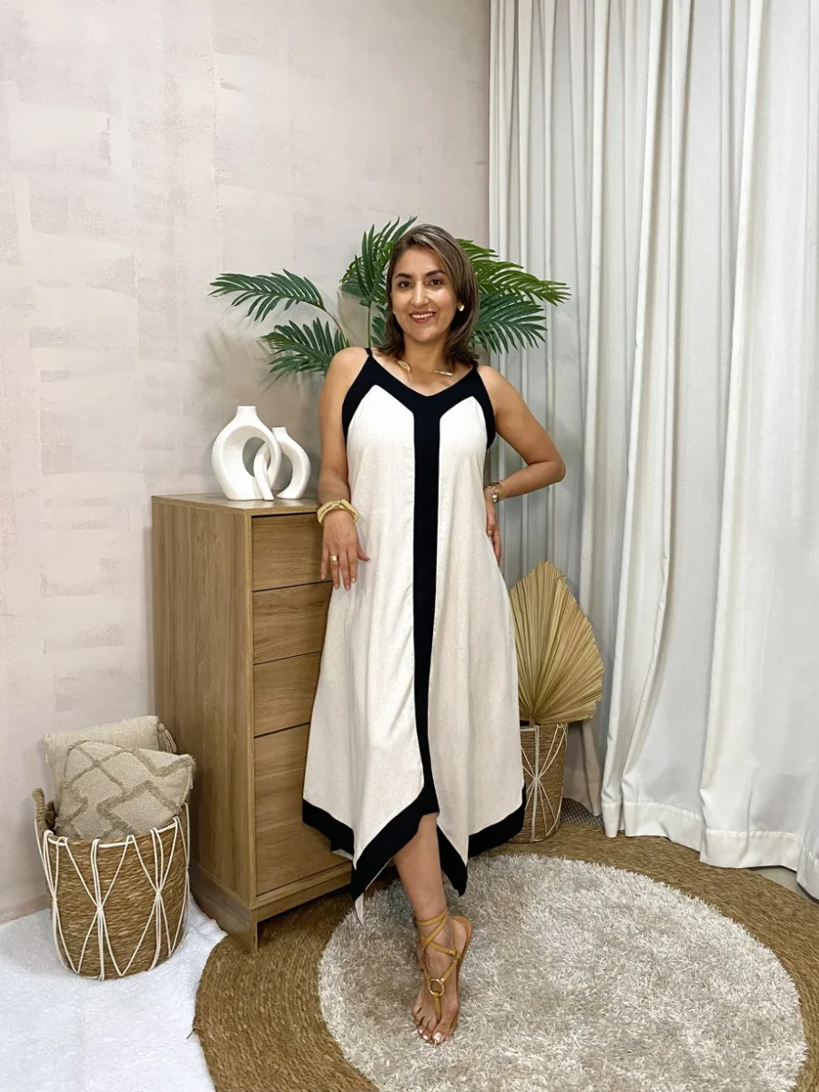 Vestido Lino Escote V