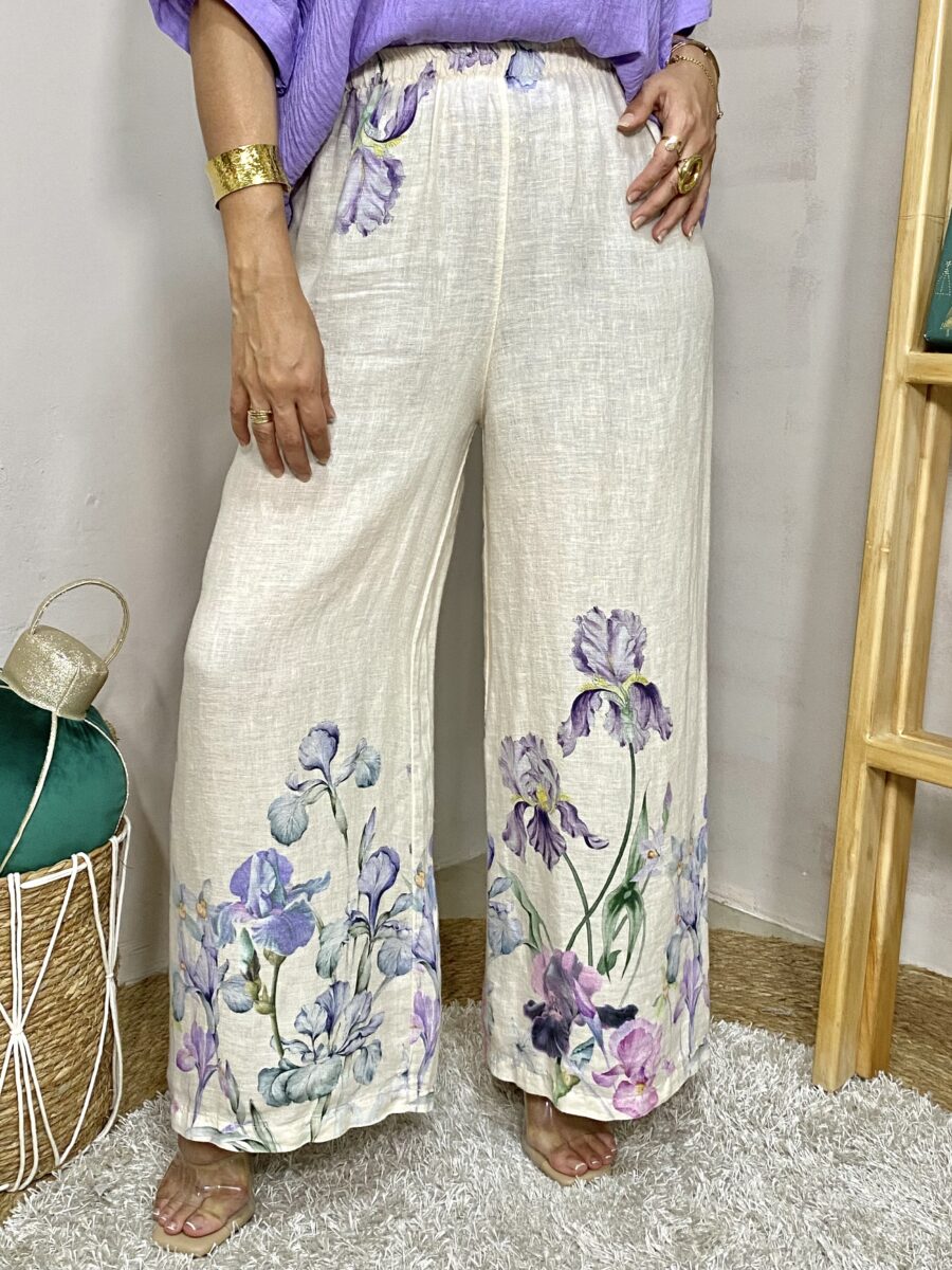 Palazzo con elástico en pretina y estampado floral