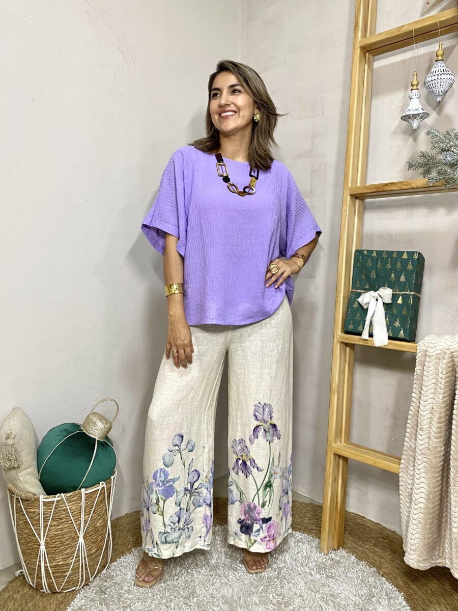 Blusa oversize de lino, silueta relajada