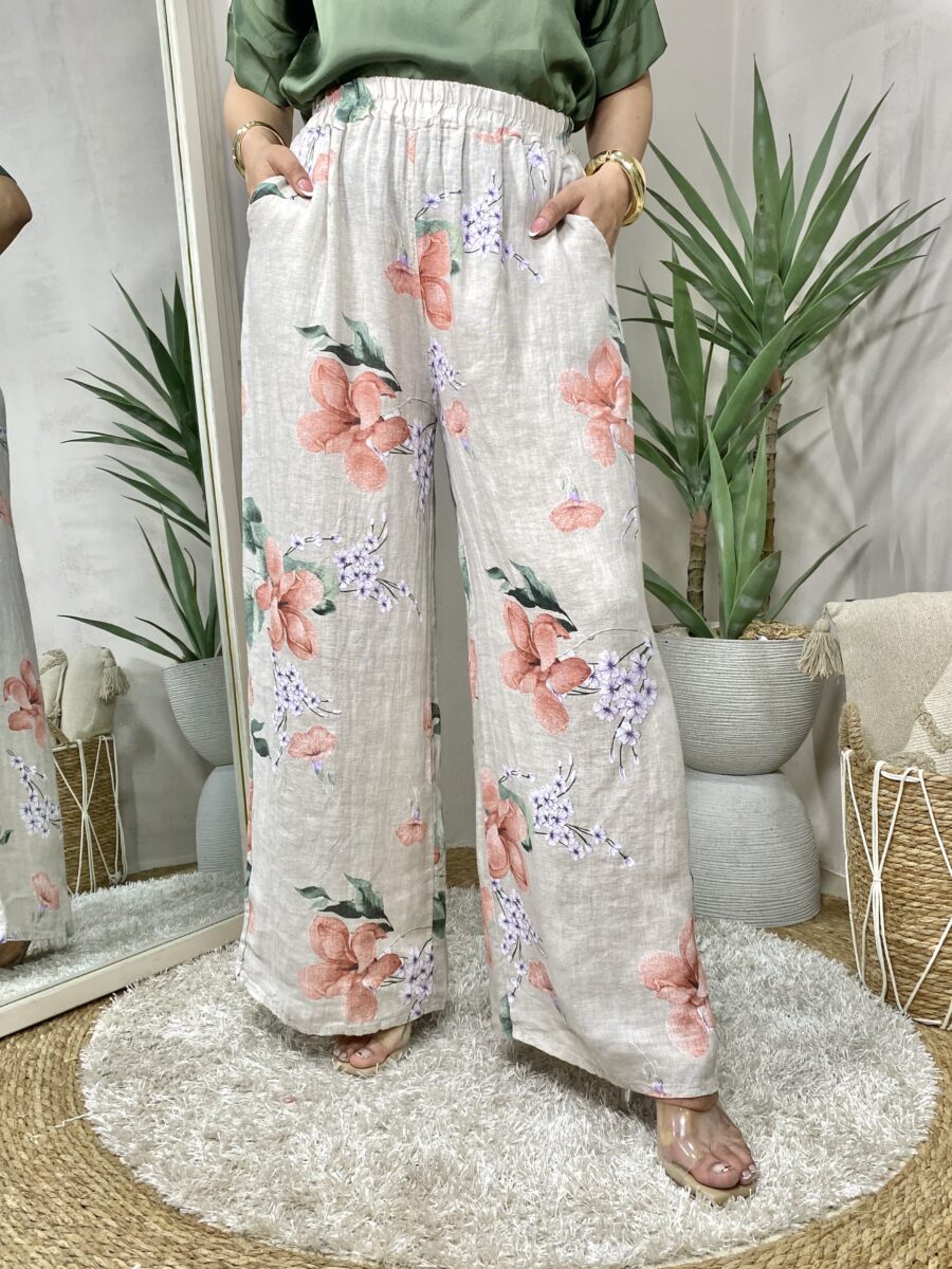 Palazzo con elástico en pretina y bolsillos funcionales