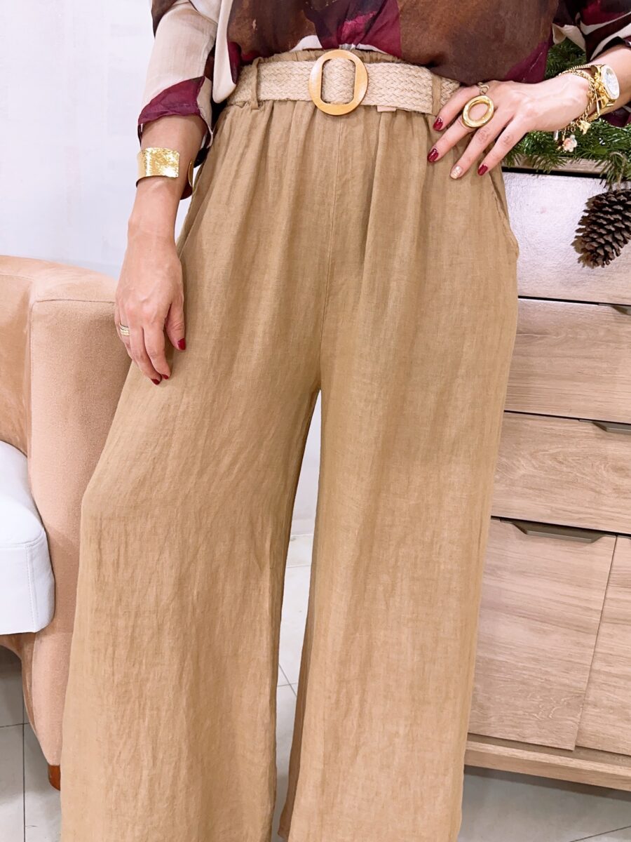 Palazzo en lino 100% incluye cinturón en yute