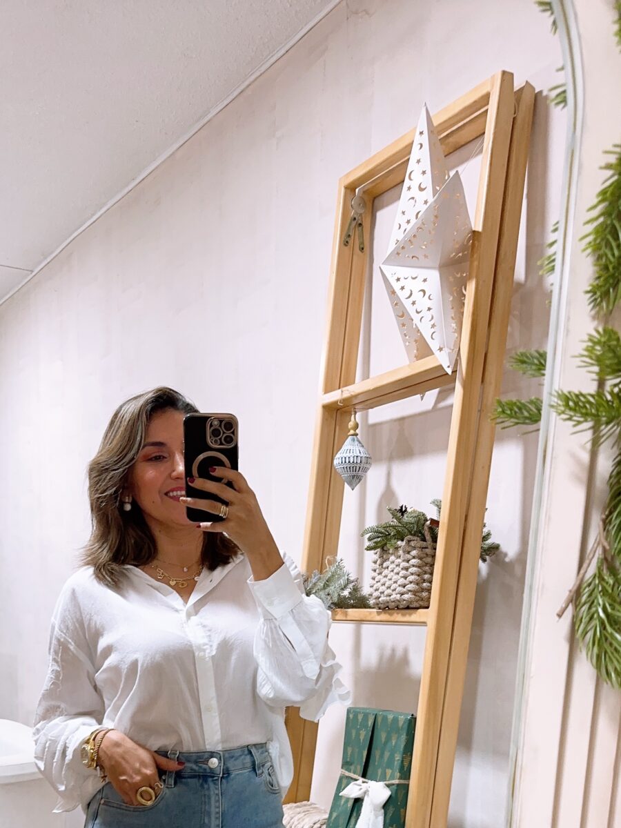 Camisa manga larga con bordado en manga y espalda