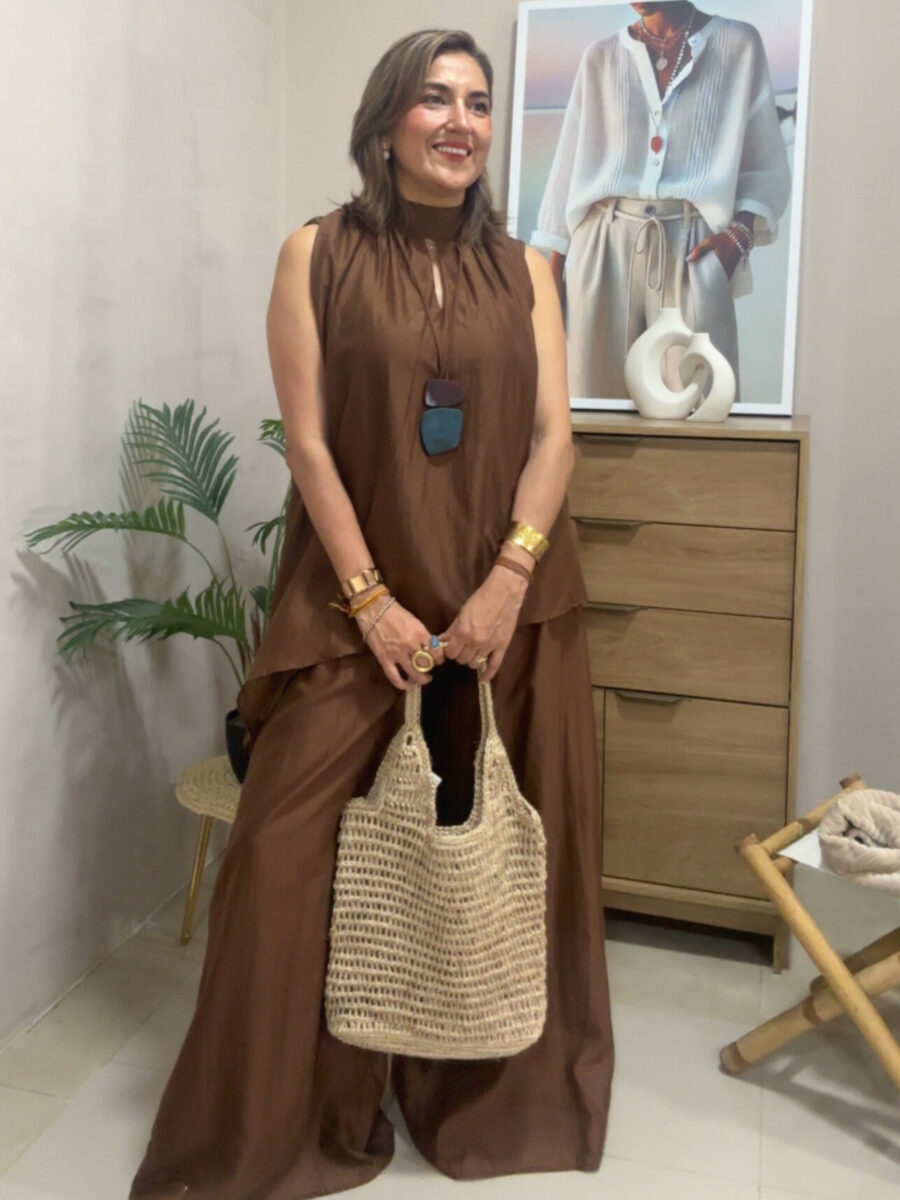 Set de 2 piezas silueta suelta corte asimétrico