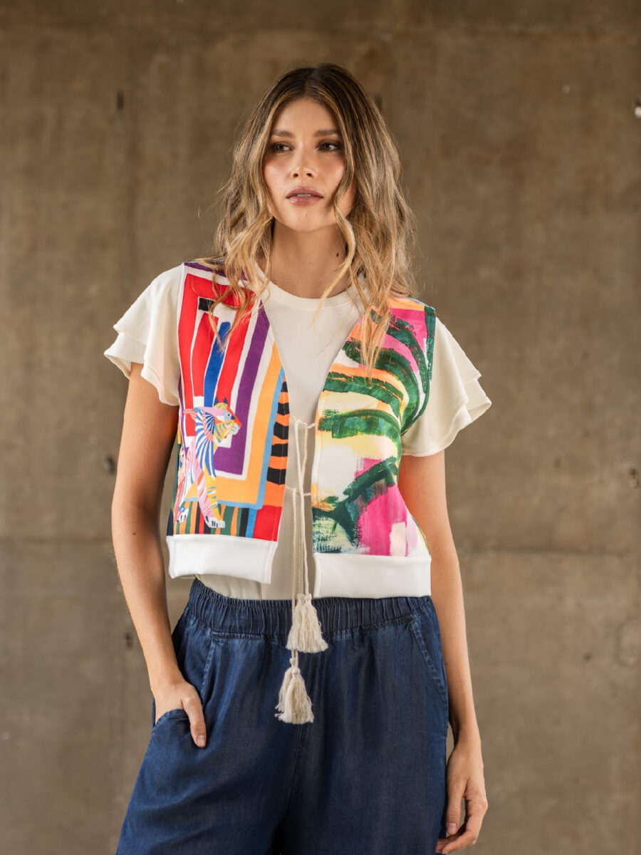 Chaleco reversible con estampado artístico