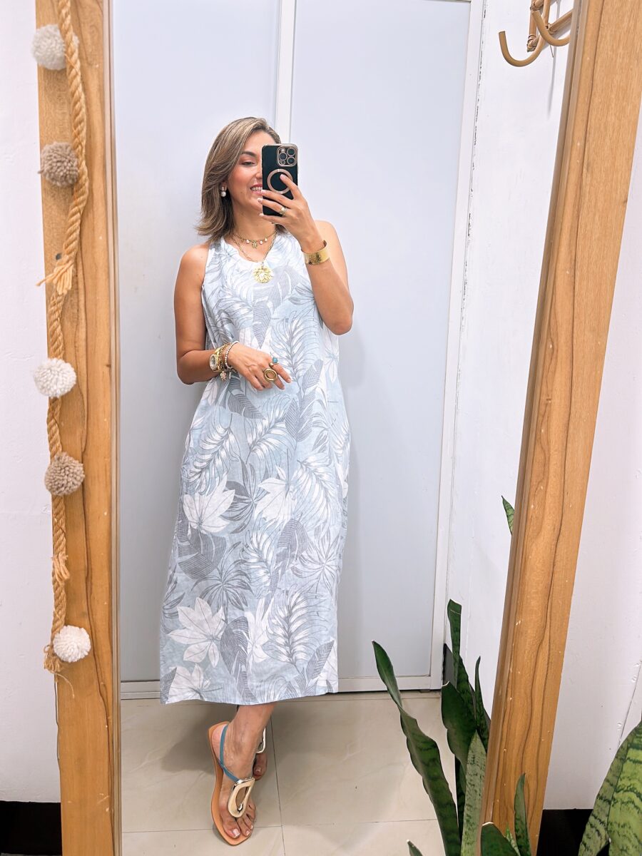 Vestido lino 100% con bolsillos funcionales