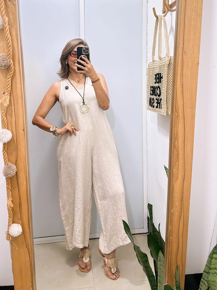 Enterizo Pantalón Culotte lino 100%