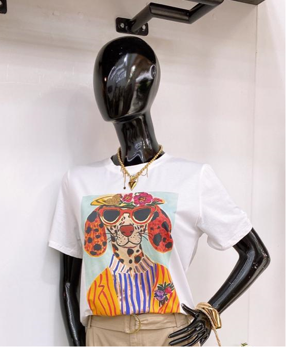 Blusa estilo camiseta con estampado en frente