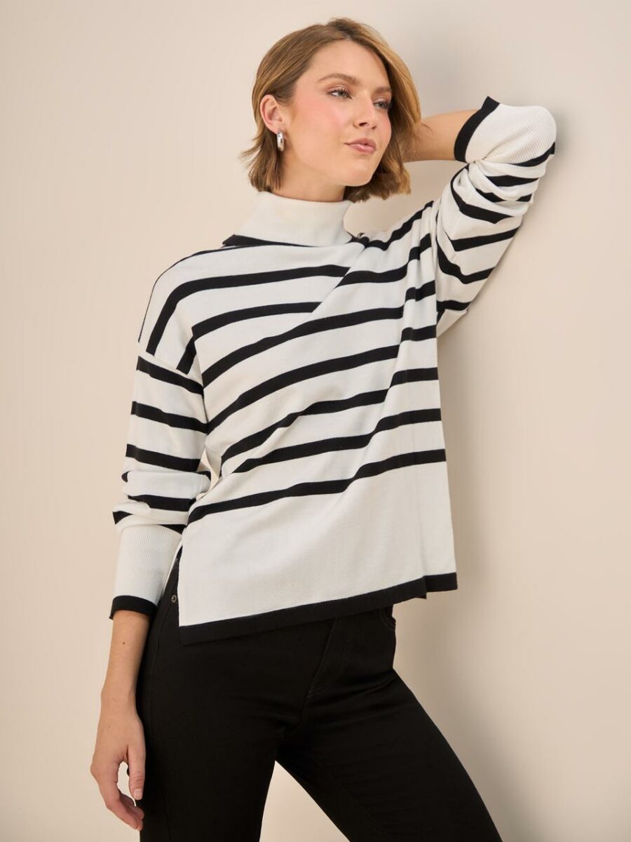 Saquito a rayas con cuello tortuga