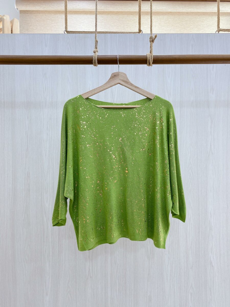 Blusa de manga kimona con efecto dorado en foil