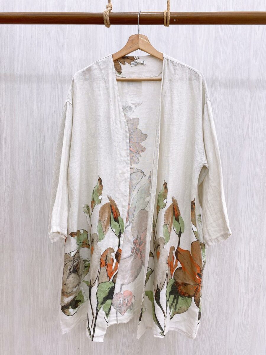 Cárdigan manga 3/4 con estampado floral
