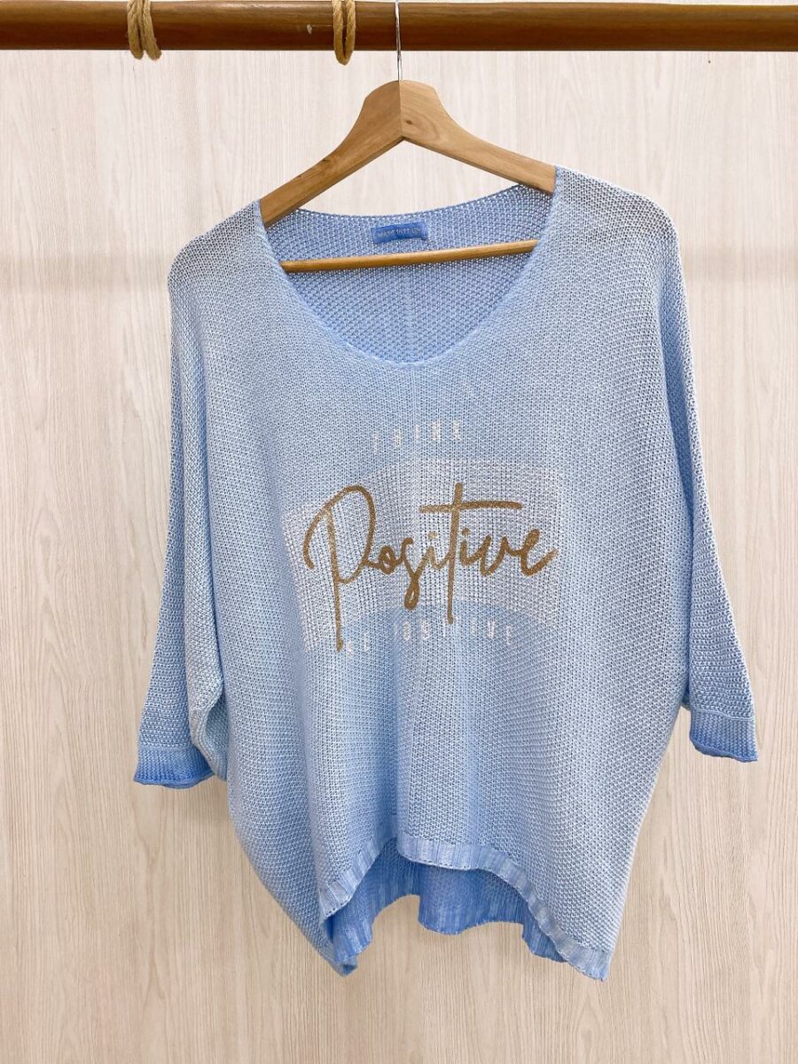 Blusa tejida manga 3/4 con estampado escarchado