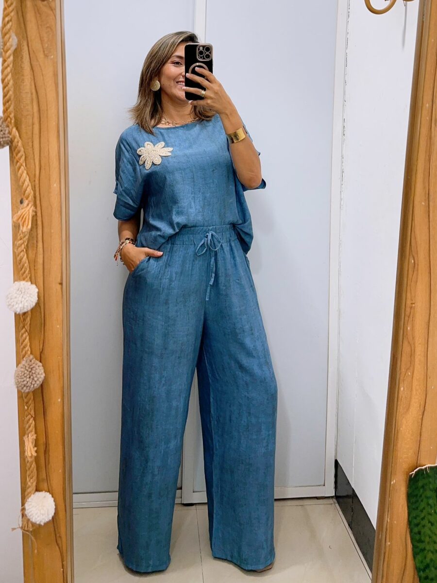 Pantalón palazzo con elástico en pretina