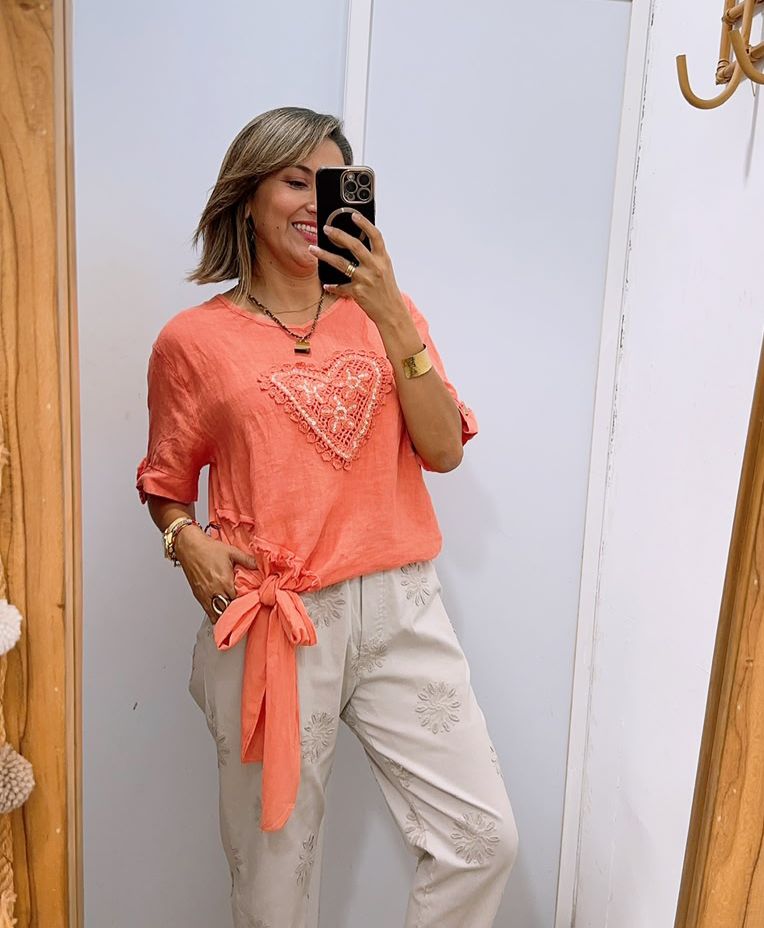 Blusa cuello en V con amarre en frente 13254 2-9