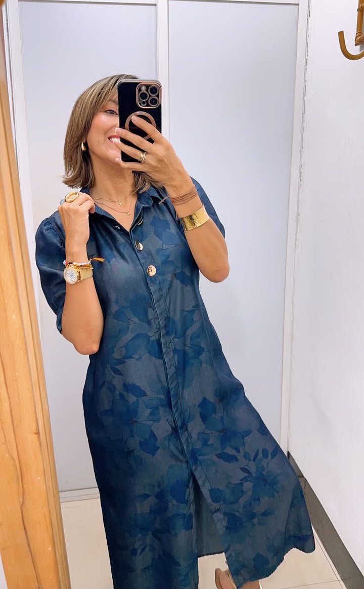 Vestido corte midi en denim estampado VS255038-220