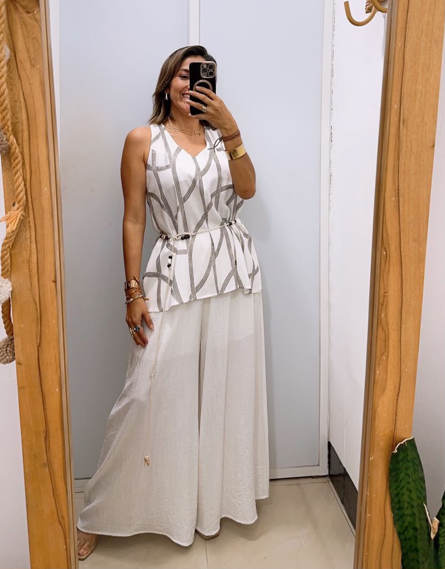 Conjunto casual blusa y pantalón incluye cinto AN77003